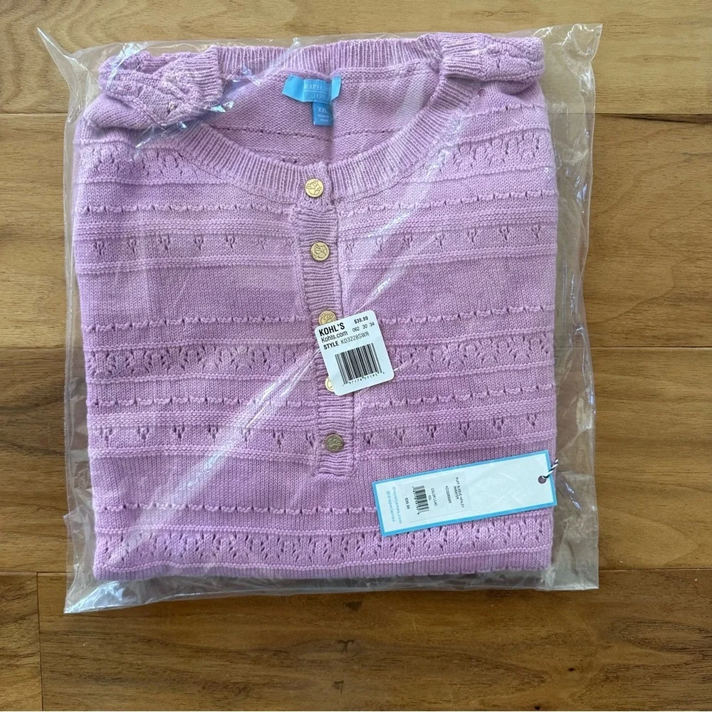 Brand New Women's Draper James Puff Sleeve Lilac Sweater, Size XXL, NWT - Picture 2 of 3